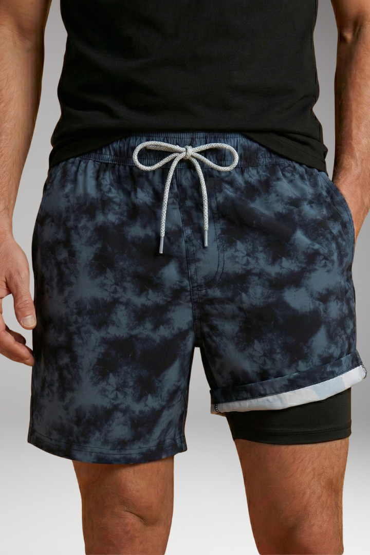 Men's Swim Shorts with Vibrant Designs and Elastic Waistband