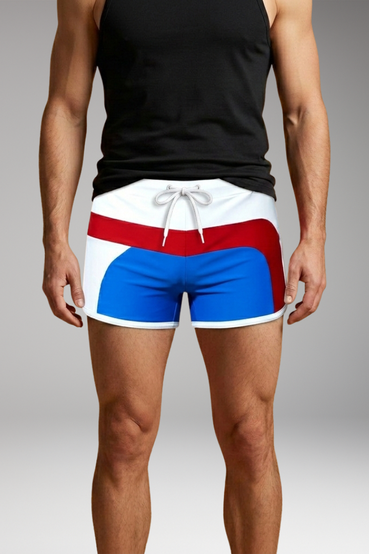 Men’s Swim Trunks with Drawstring Waistband and Sporty Design