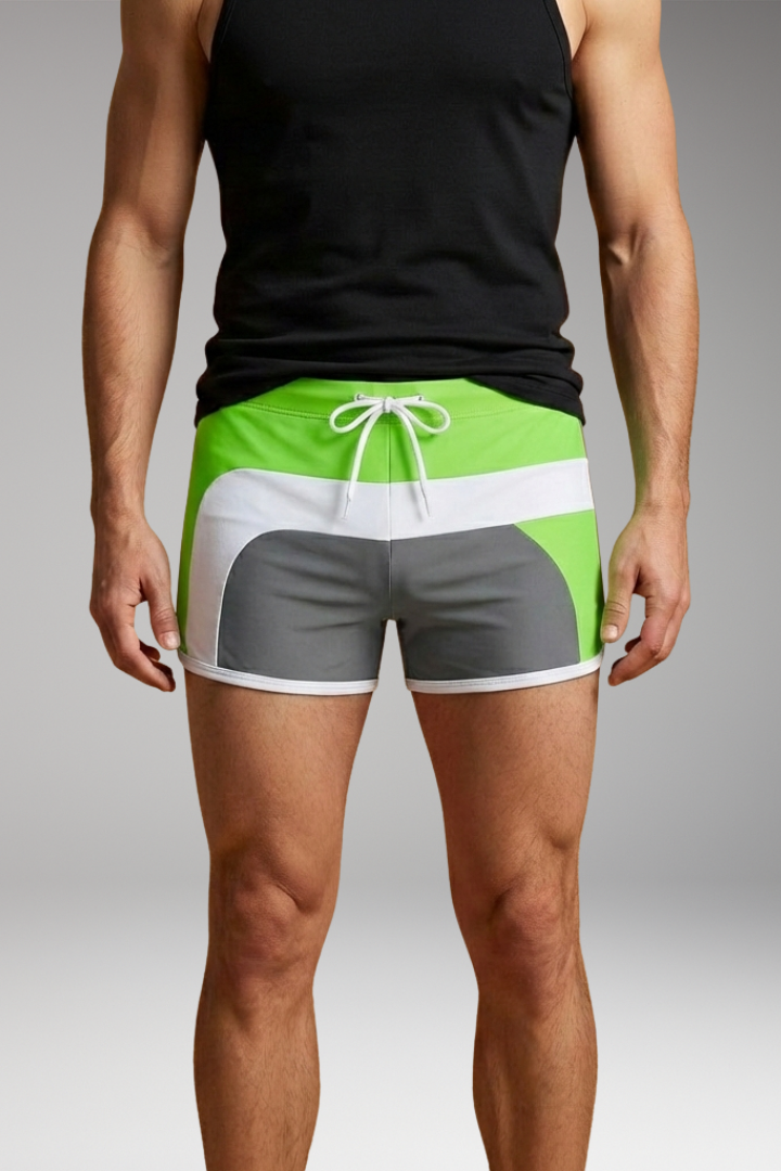 Men’s Swim Trunks with Drawstring Waistband and Sporty Design