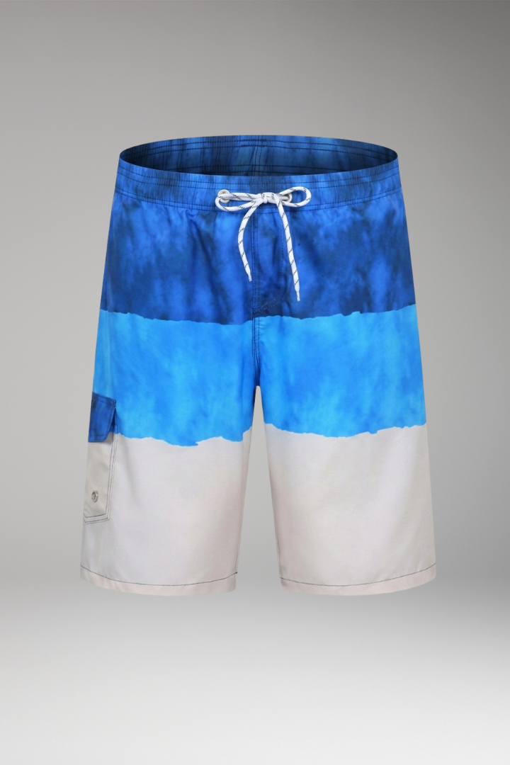 Men’s Swim Trunks with Striped Pattern and Elastic Waistband