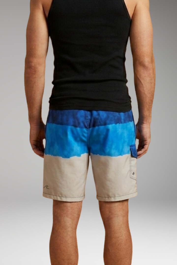 Men’s Swim Trunks with Striped Pattern and Elastic Waistband