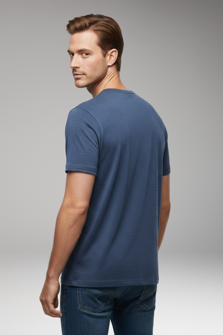 Men’s T-Shirt with Button Placket and Relaxed Fit