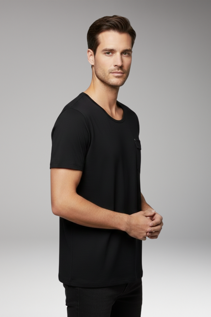 Men’s T-Shirt with Chest Pocket and Round Neck