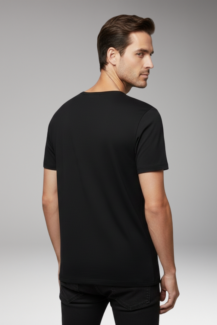 Men’s T-Shirt with Chest Pocket and Round Neck