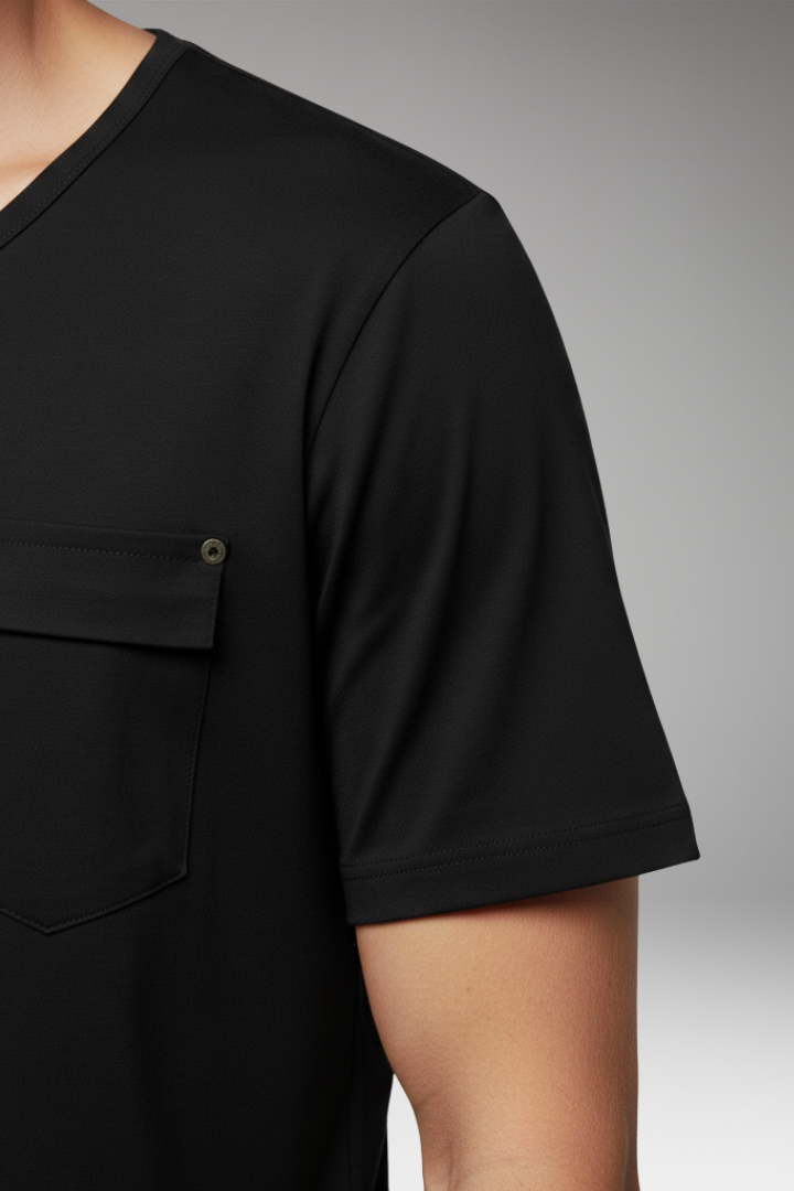 Men’s T-Shirt with Chest Pocket and Round Neck