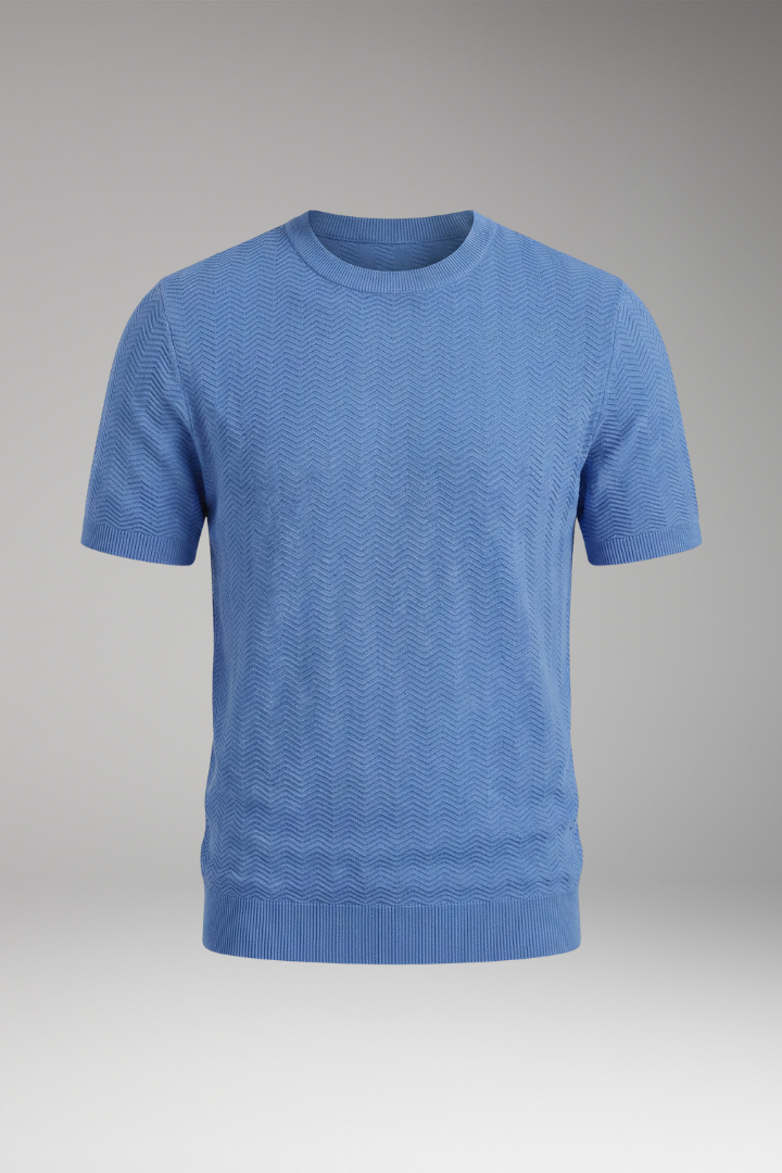 Men’s T-Shirt with Crew Neck and Wave Pattern