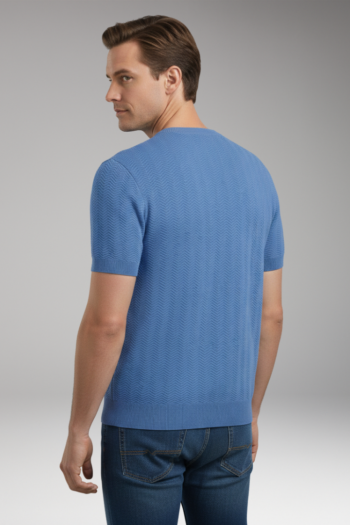 Men’s T-Shirt with Crew Neck and Wave Pattern
