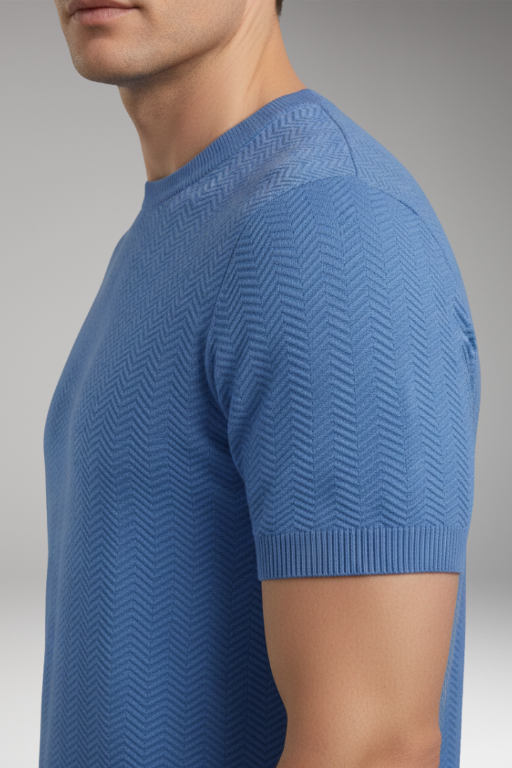 Men’s T-Shirt with Crew Neck and Wave Pattern
