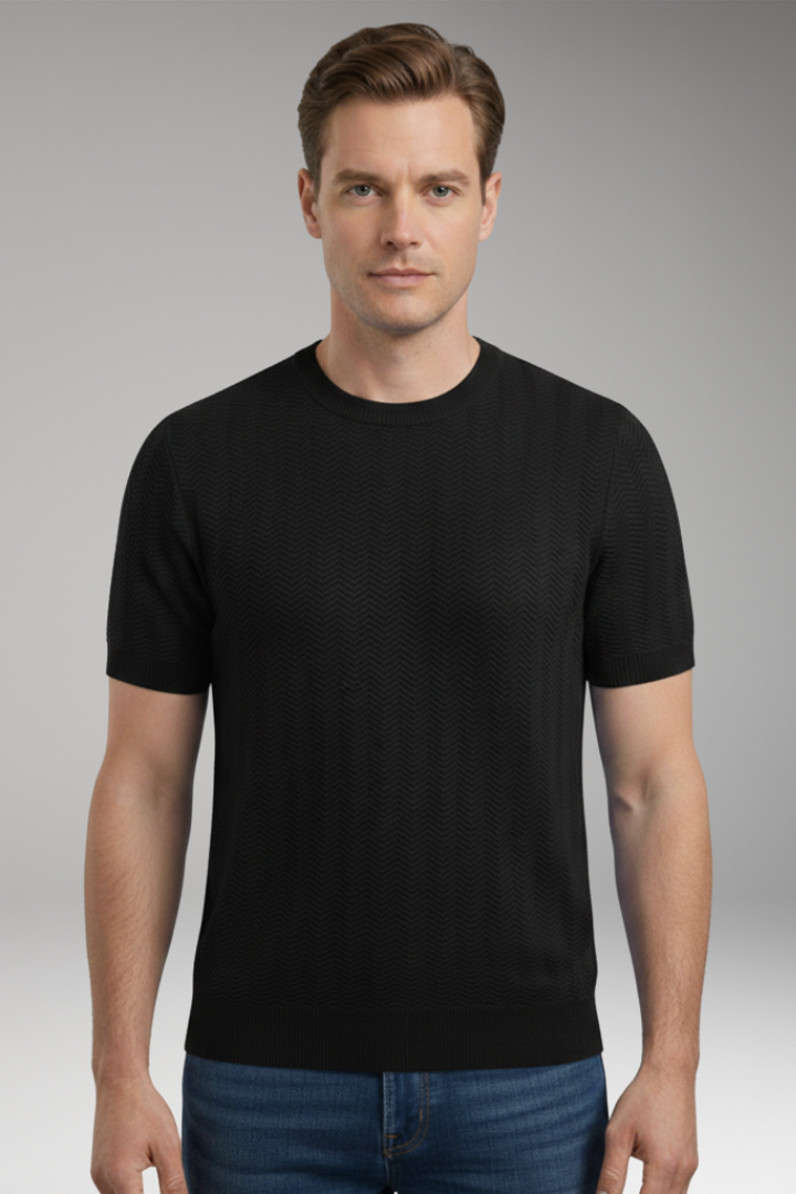 Men’s T-Shirt with Crew Neck and Wave Pattern