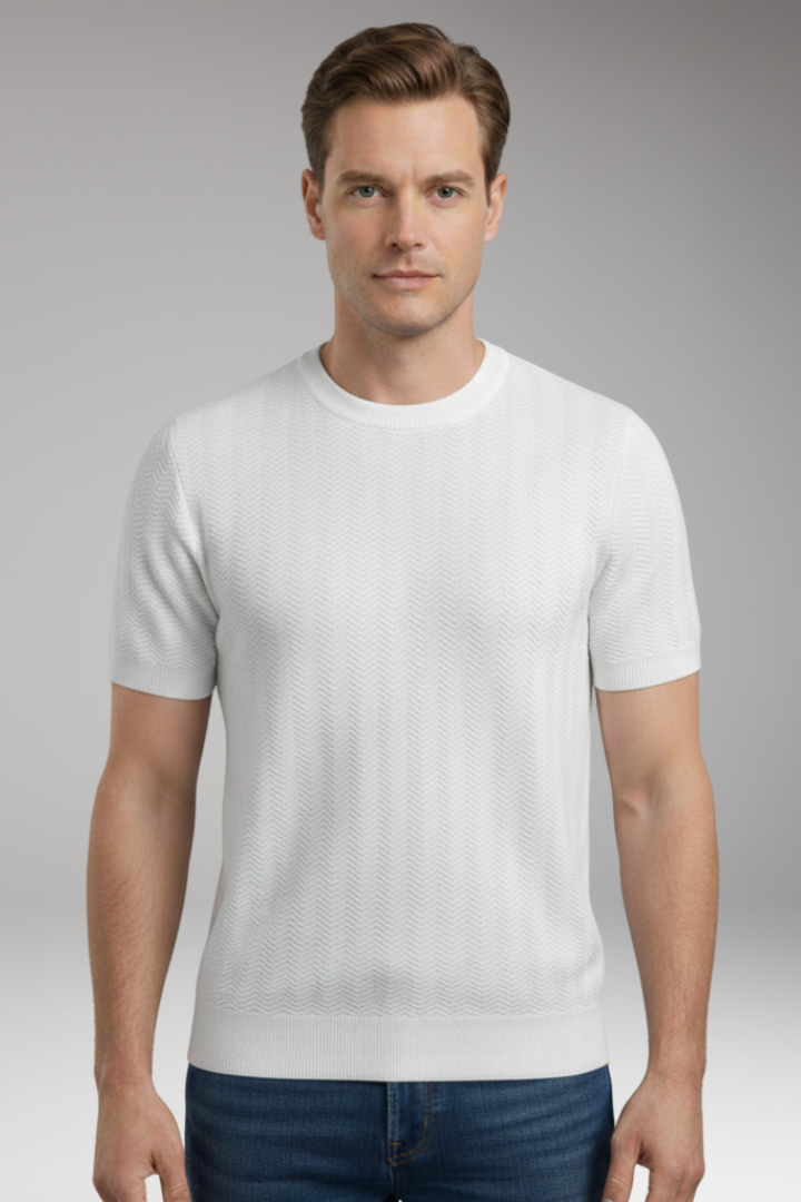 Men’s T-Shirt with Crew Neck and Wave Pattern