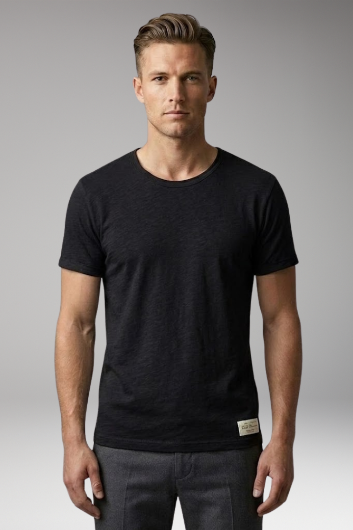Men's T-Shirt with Round Neck and Contrast Trim