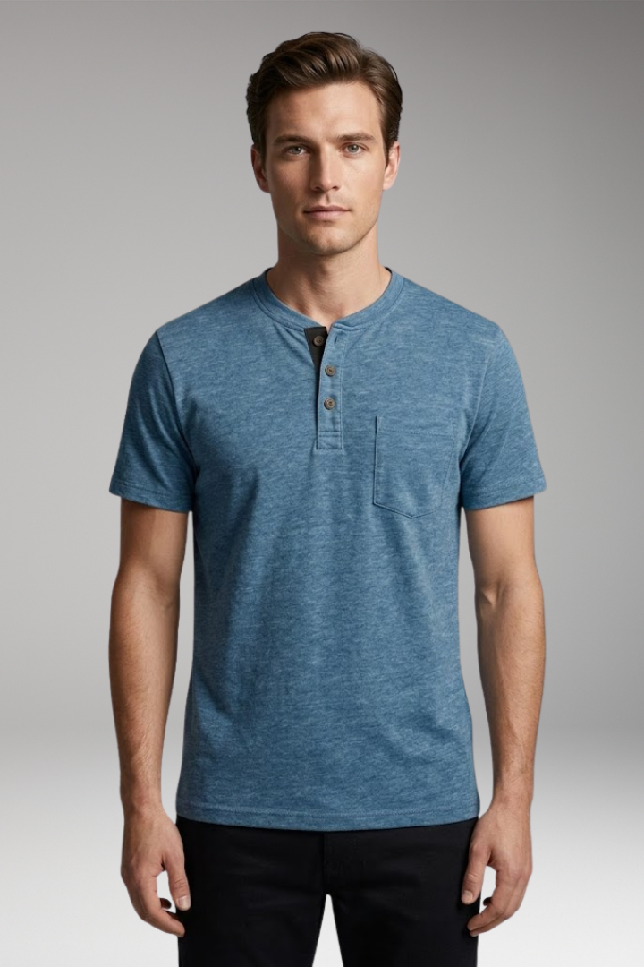Men’s T-Shirt with Structured Collar and Chest Pocket
