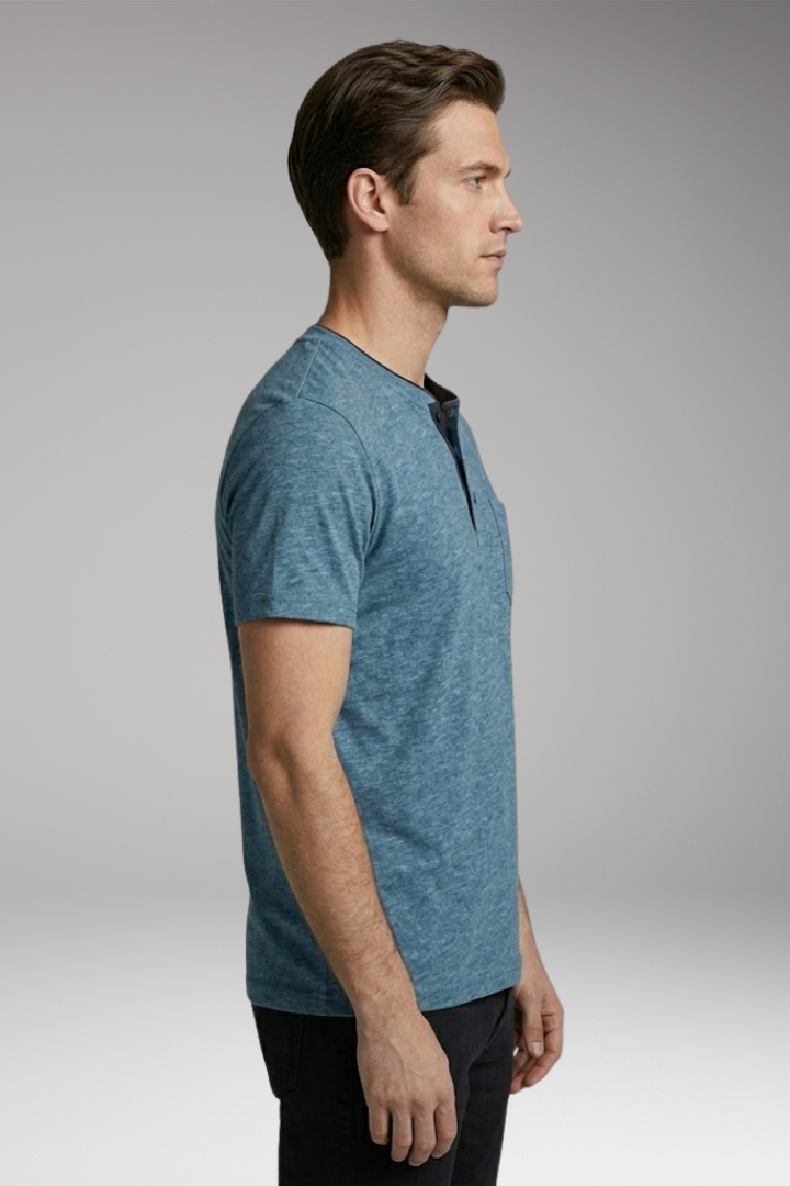 Men’s T-Shirt with Structured Collar and Chest Pocket