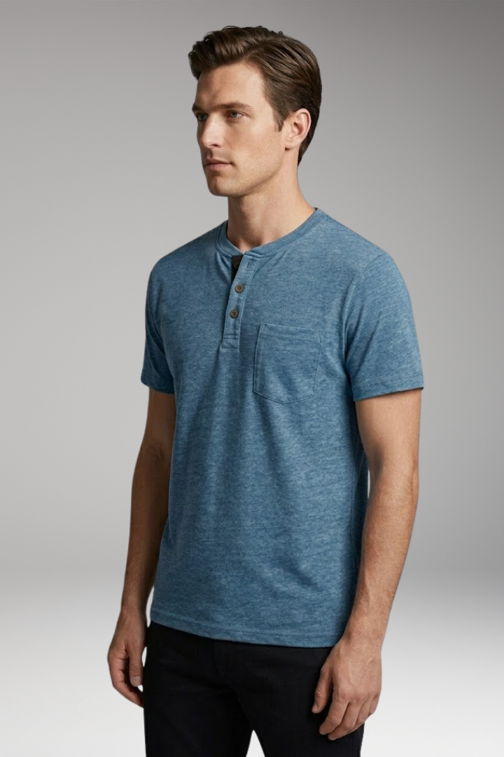 Men’s T-Shirt with Structured Collar and Chest Pocket