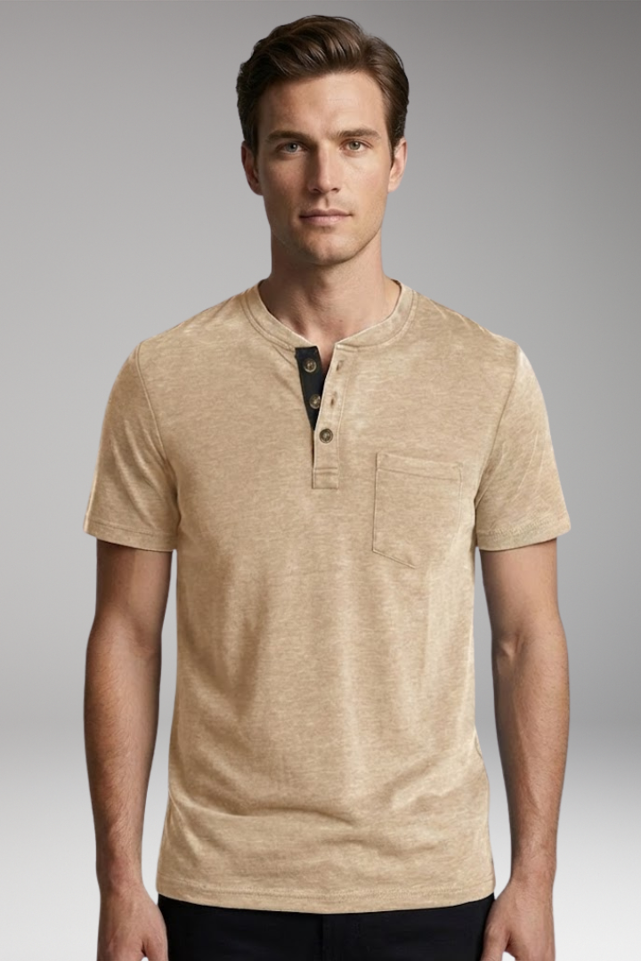 Men’s T-Shirt with Structured Collar and Chest Pocket