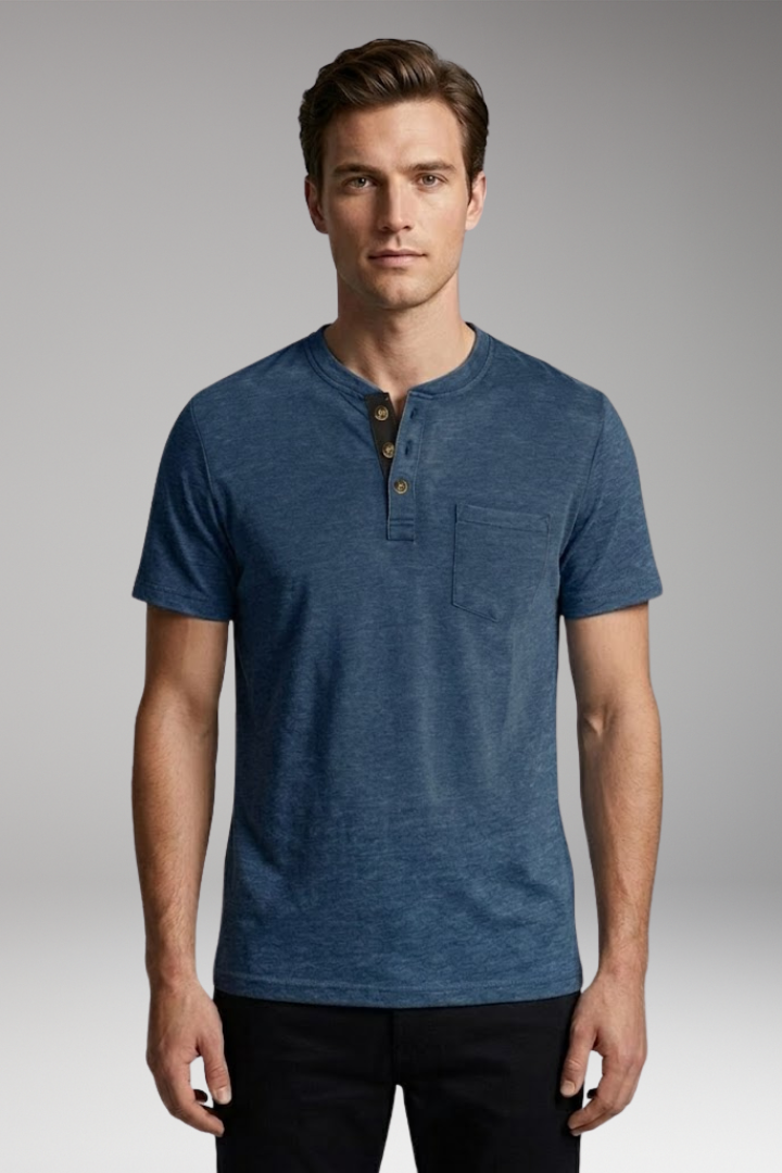 Men’s T-Shirt with Structured Collar and Chest Pocket