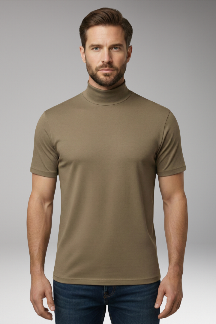 Men’s T-Shirt with Turtleneck and Short Sleeves