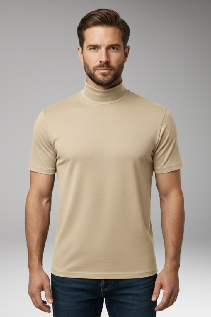 Men’s T-Shirt with Turtleneck and Short Sleeves