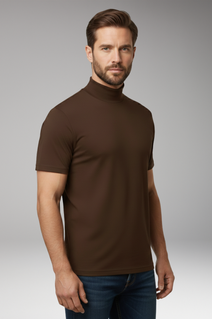 Men’s T-Shirt with Turtleneck and Short Sleeves