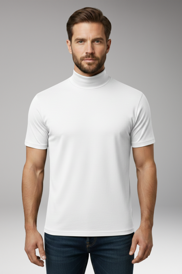 Men’s T-Shirt with Turtleneck and Short Sleeves