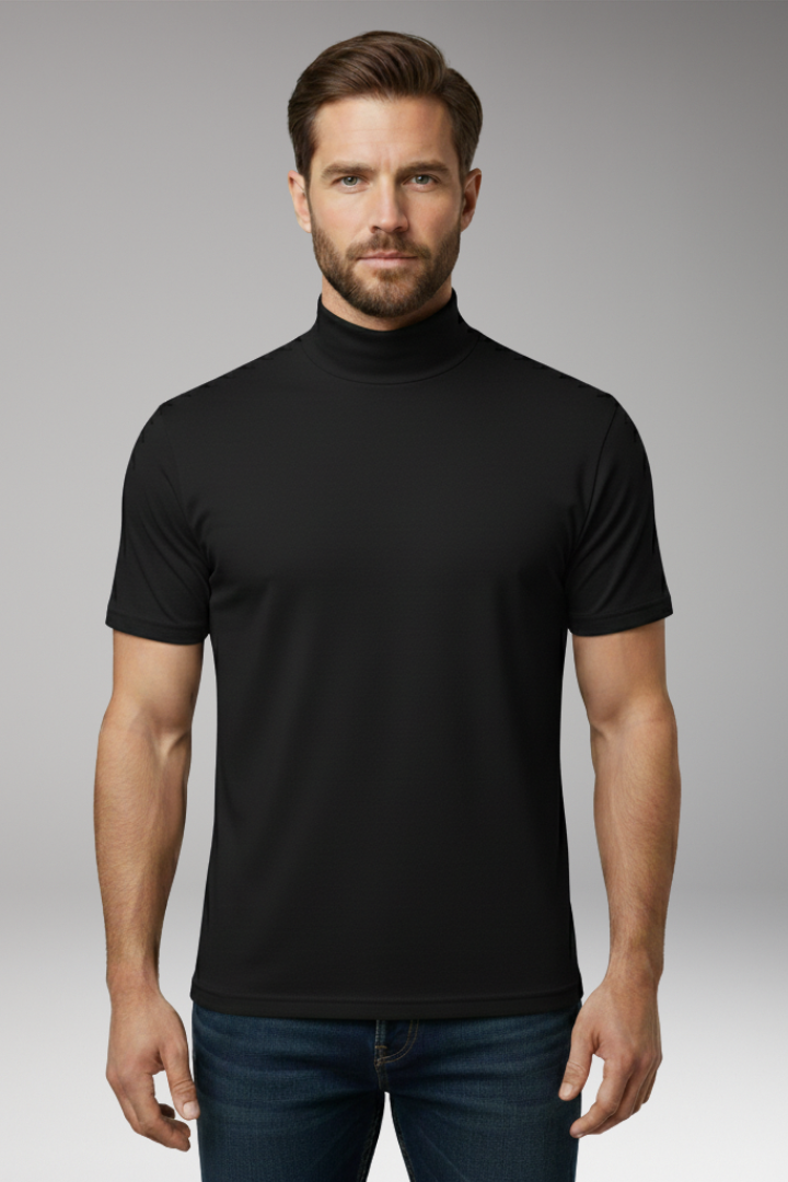 Men’s T-Shirt with Turtleneck and Short Sleeves