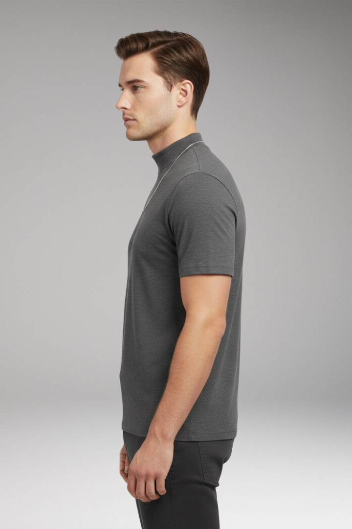Men’s T-shirt with High Collar and Short Sleeves