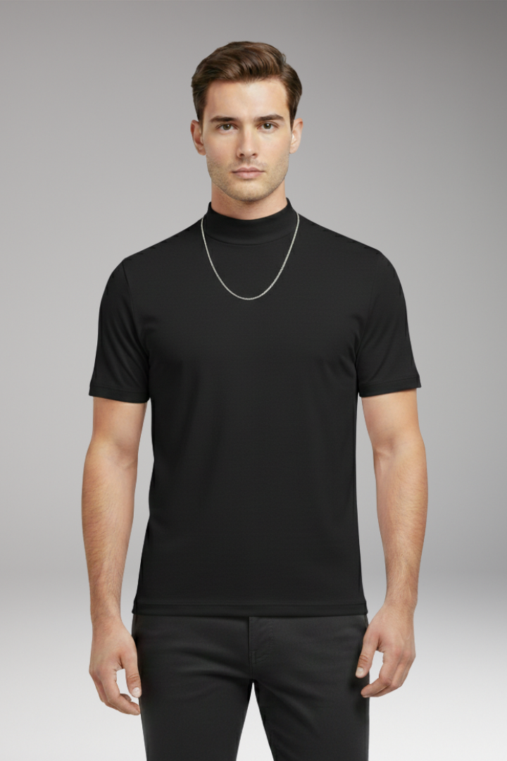 Men’s T-shirt with High Collar and Short Sleeves