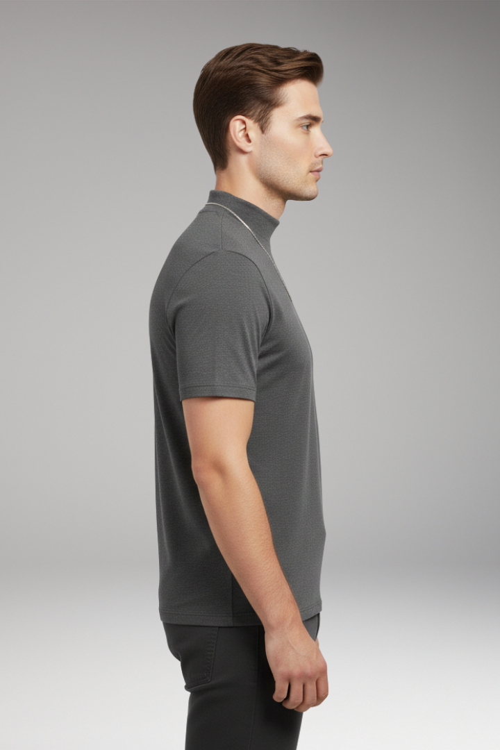 Men’s T-shirt with High Collar and Short Sleeves