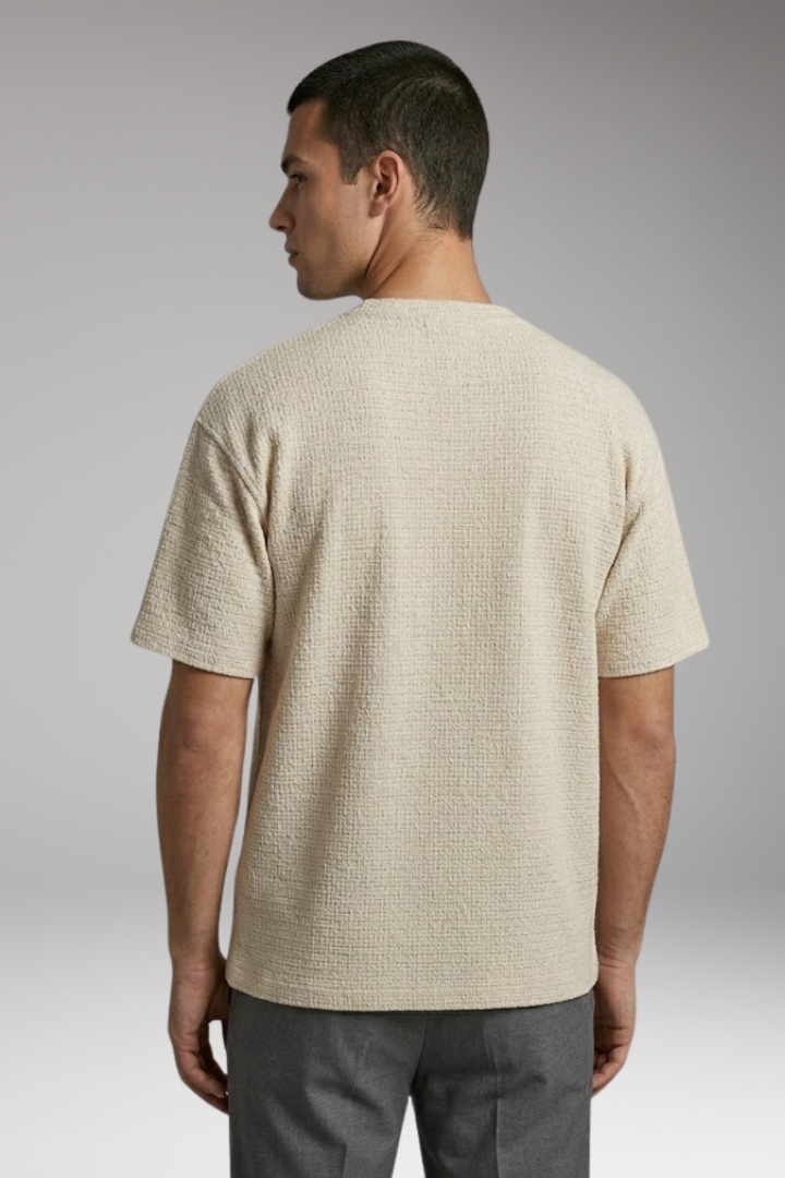 Men's T-shirt with Textured Surface and Relaxed Fit