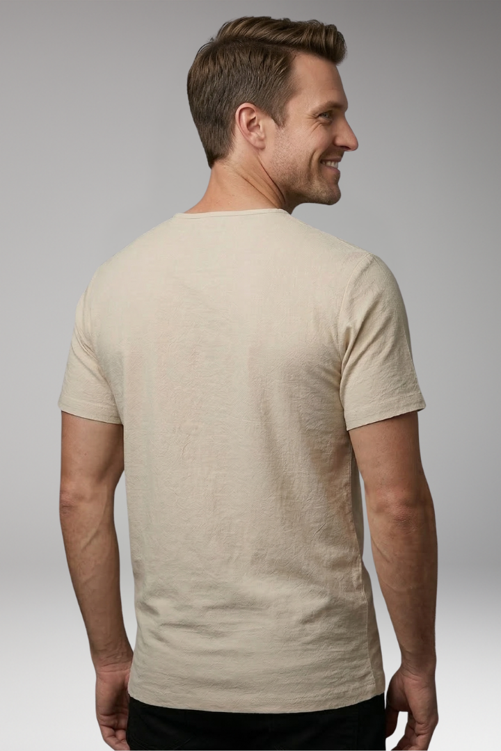 Men's T-Shirt with Henley Neck and Button Placket