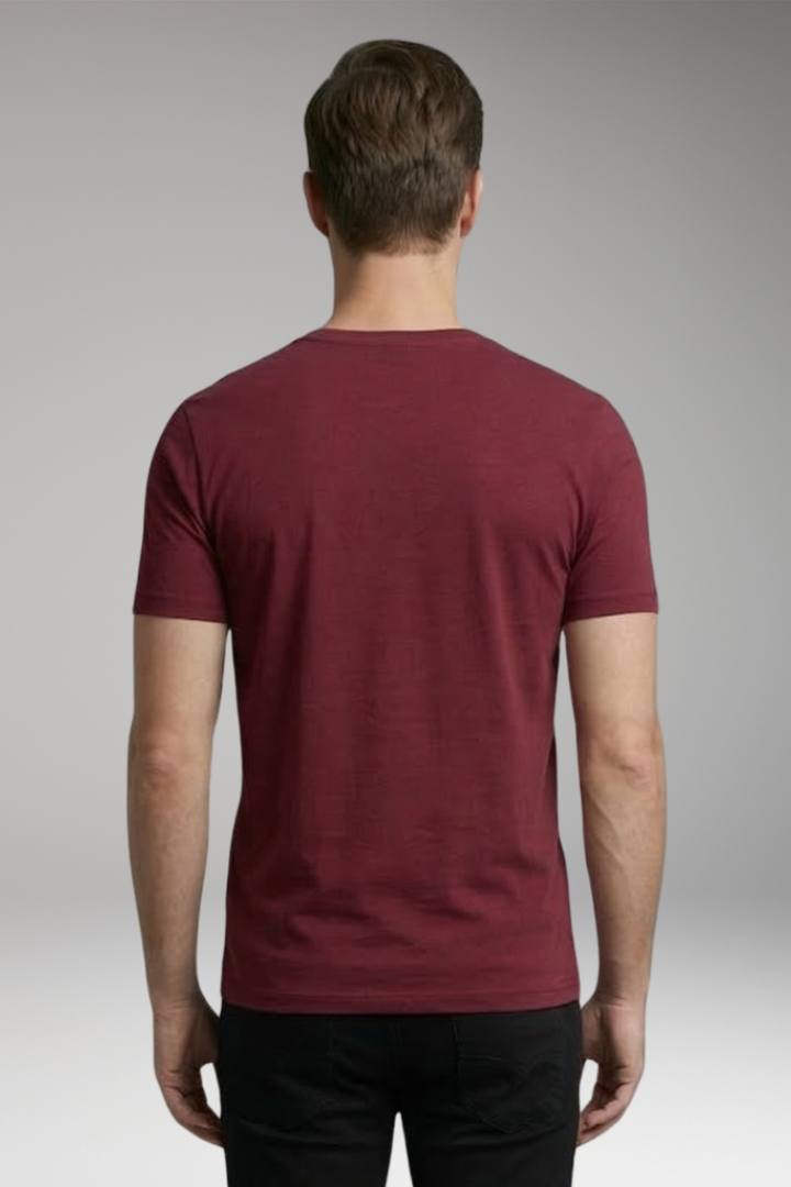 Men's T-Shirt with Henley Neck and Short Sleeves