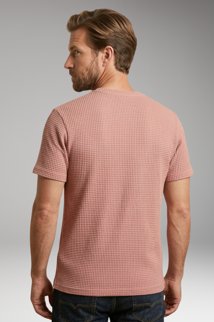 Men's T-Shirt with Round Neck and Textured Surface