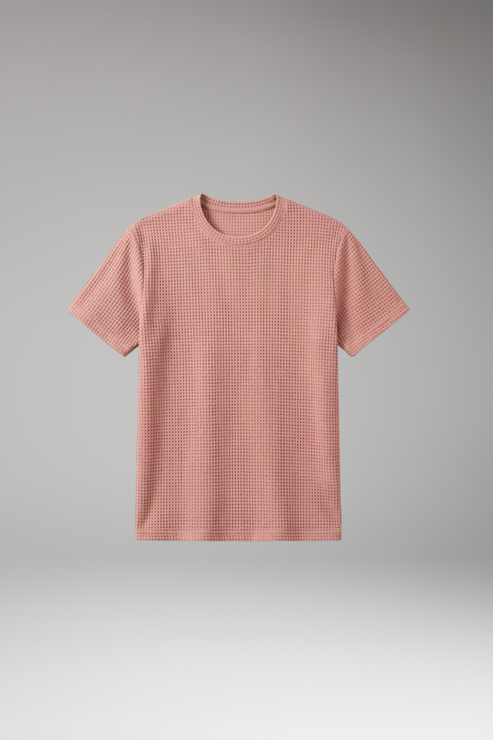 Men's T-Shirt with Round Neck and Textured Surface