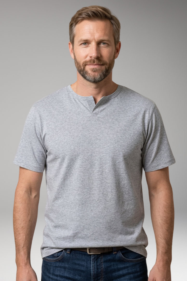 Men’s T‑Shirt with Regular Fit and Modern Neckline