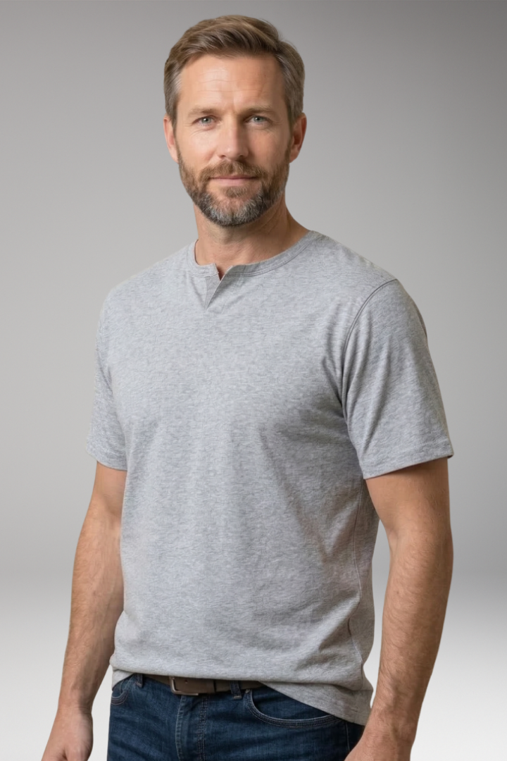 Men’s T‑Shirt with Regular Fit and Modern Neckline