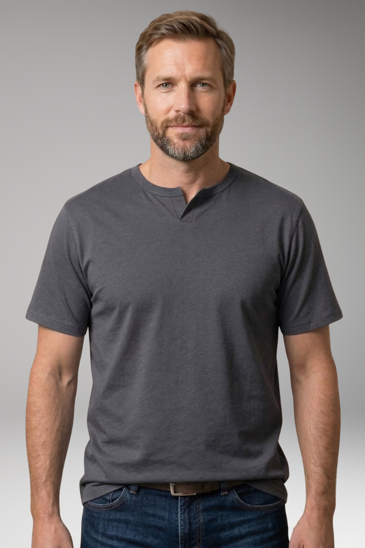 Men’s T‑Shirt with Regular Fit and Modern Neckline