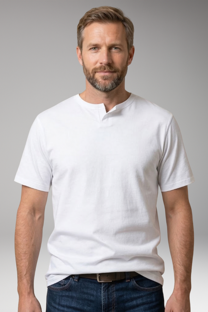Men’s T‑Shirt with Regular Fit and Modern Neckline