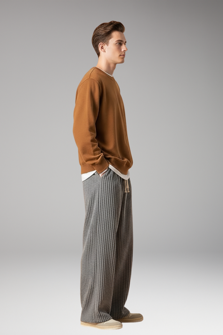 Men’s Textured Sweatpants with a Relaxed Fit and Streetwear Style