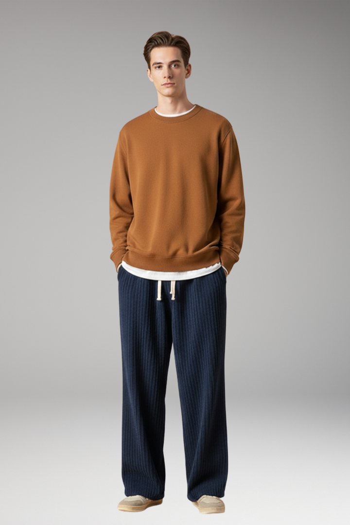 Men’s Textured Sweatpants with a Relaxed Fit and Streetwear Style
