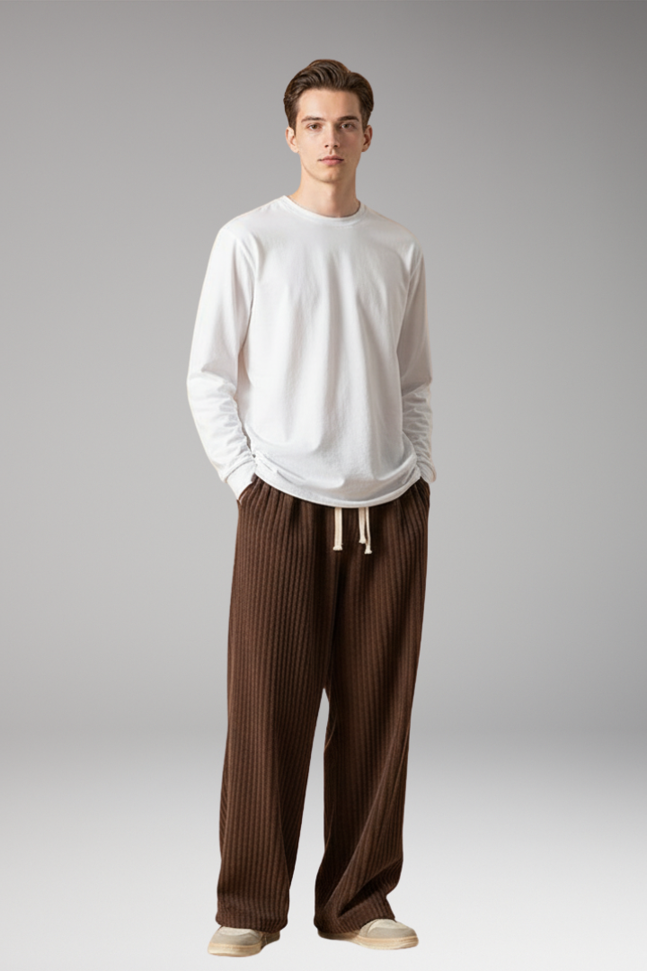 Men’s Textured Sweatpants with a Relaxed Fit and Streetwear Style