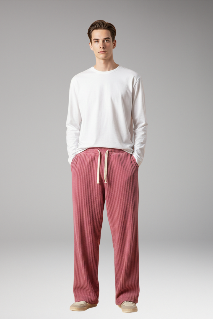 Men’s Textured Sweatpants with a Relaxed Fit and Streetwear Style