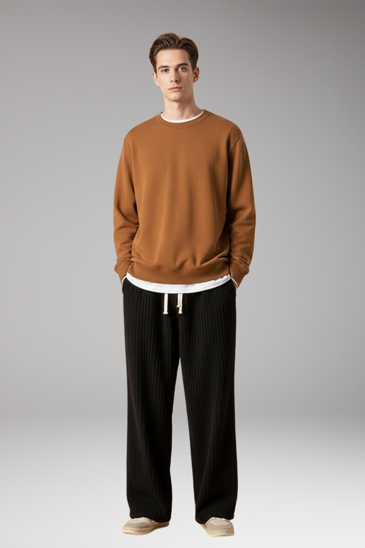 Men’s Textured Sweatpants with a Relaxed Fit and Streetwear Style