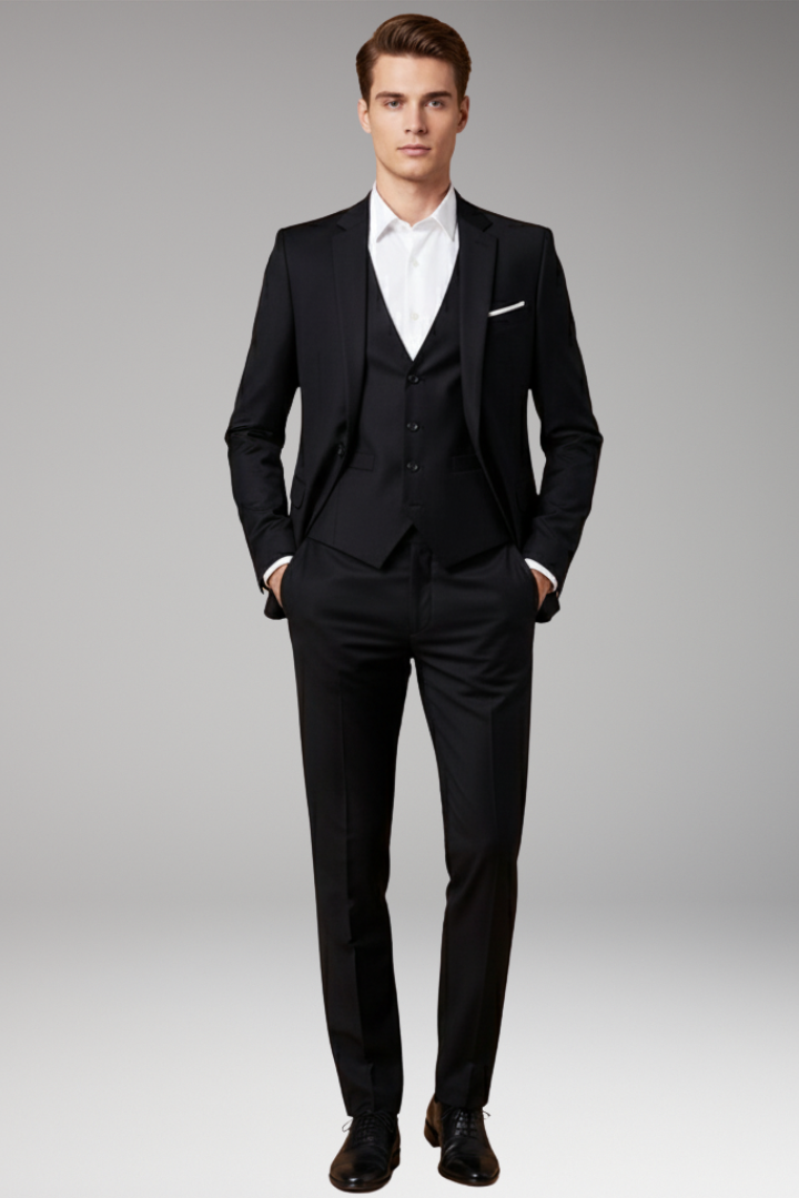 Men’s Three-Piece Suit with Waistcoat and Trousers