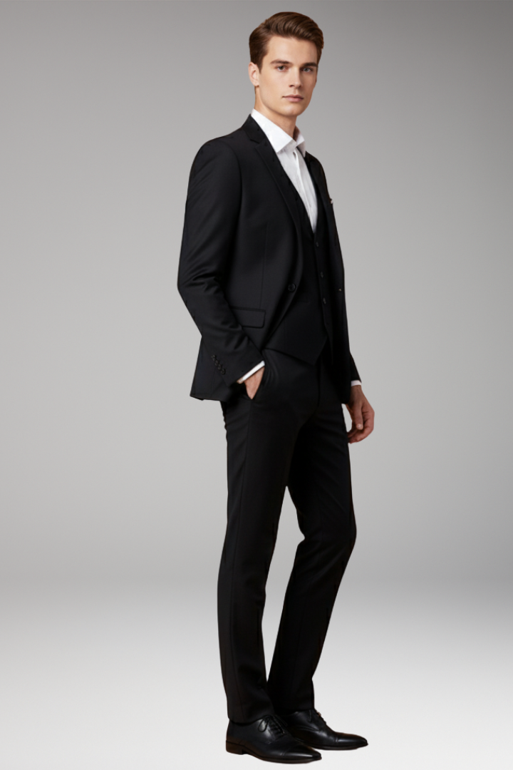 Men’s Three-Piece Suit with Waistcoat and Trousers