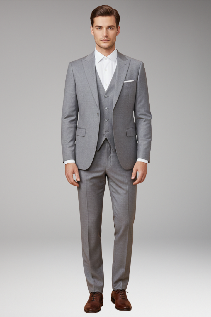 Men’s Three-Piece Suit with Waistcoat and Trousers