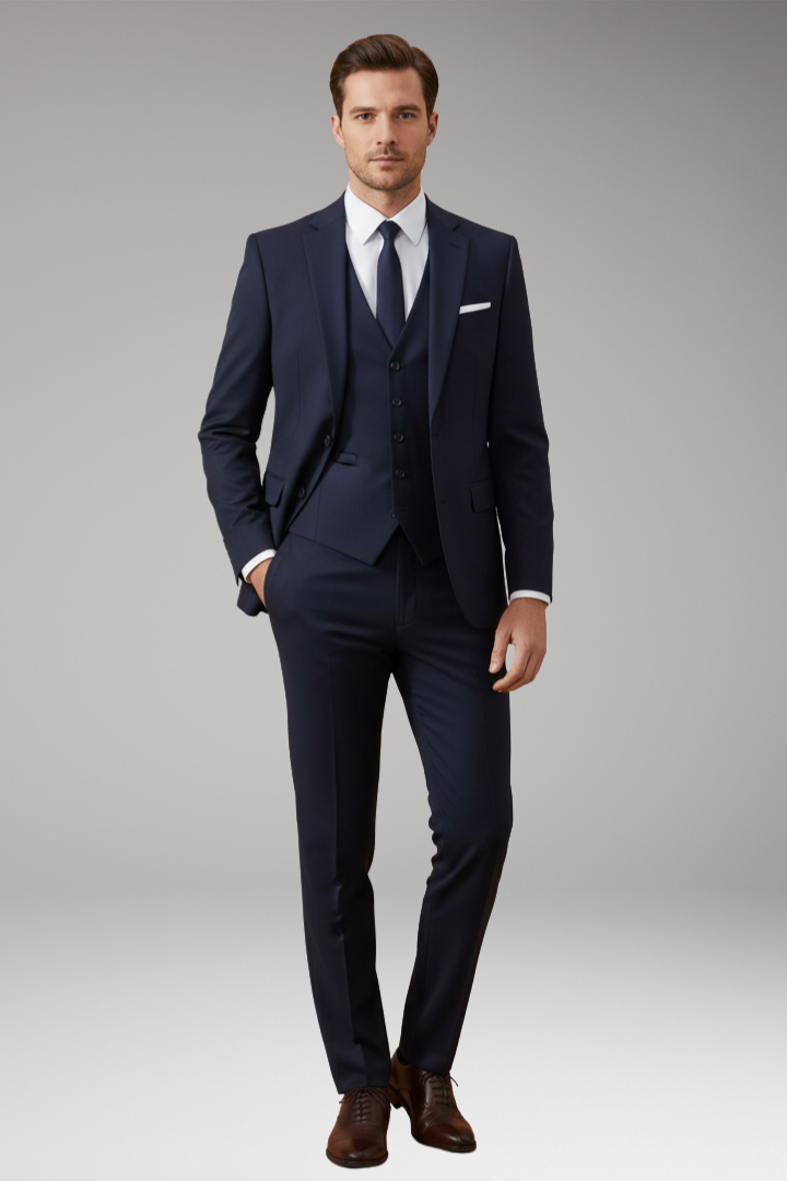 Men’s Three-Piece Suit with Waistcoat and Trousers