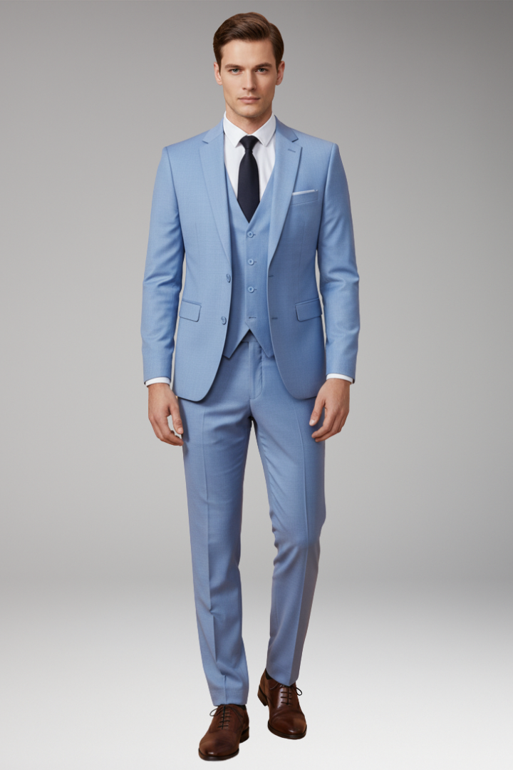 Men’s Three-Piece Suit with Waistcoat and Trousers