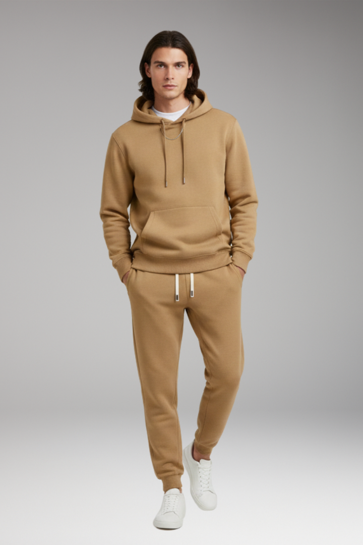 Men’s Tracksuit Set with Pull-On Hoodie and Tapered Joggers