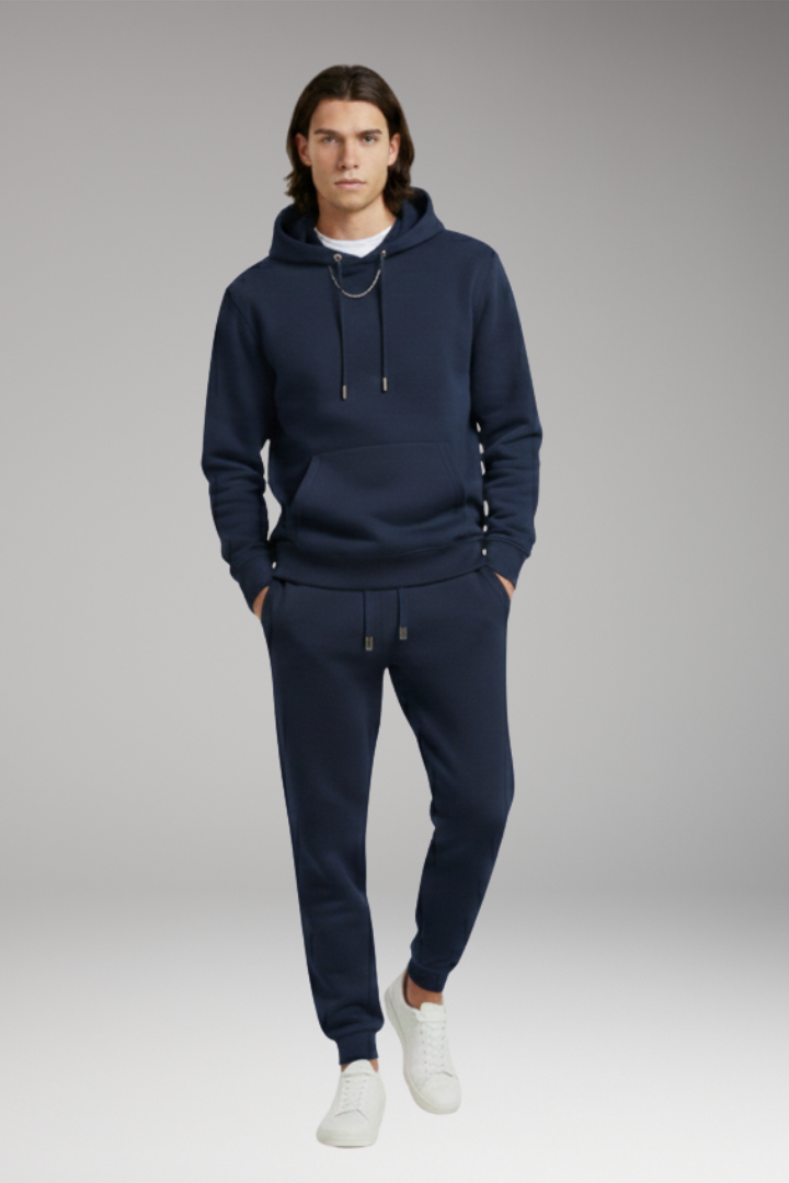Men’s Tracksuit Set with Pull-On Hoodie and Tapered Joggers