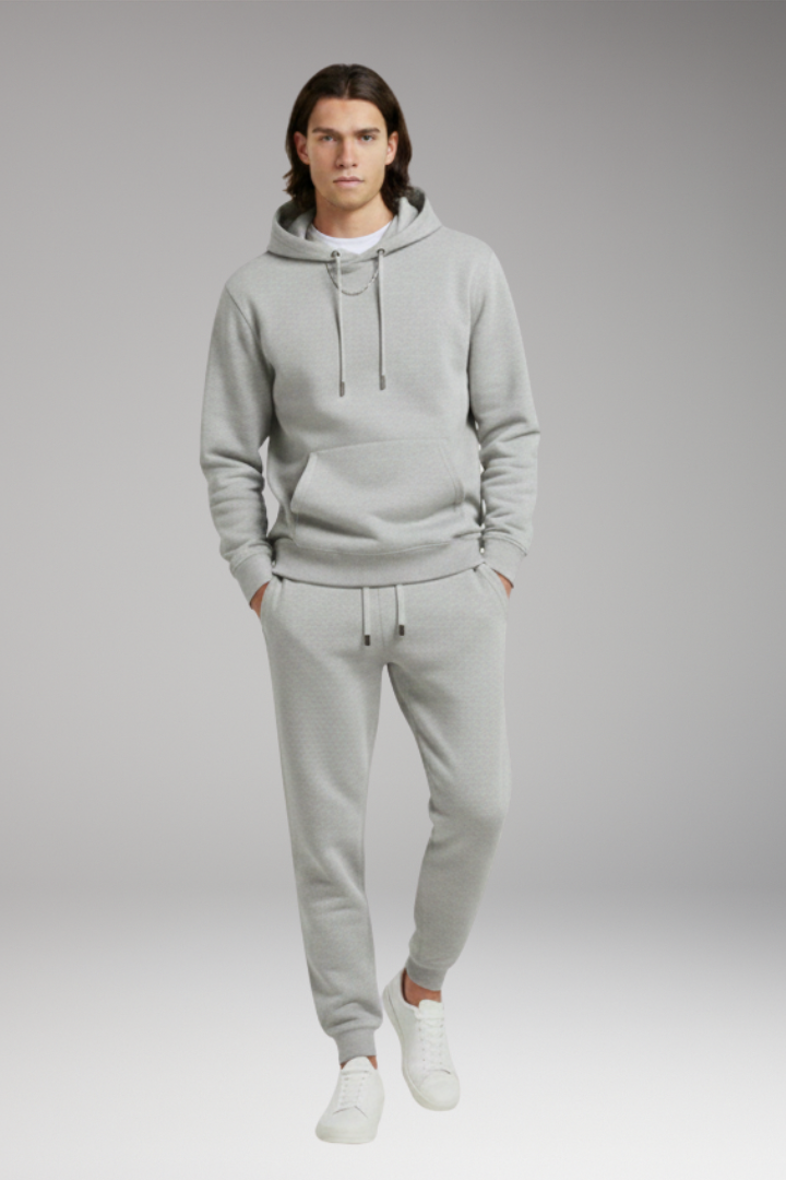 Men’s Tracksuit Set with Pull-On Hoodie and Tapered Joggers